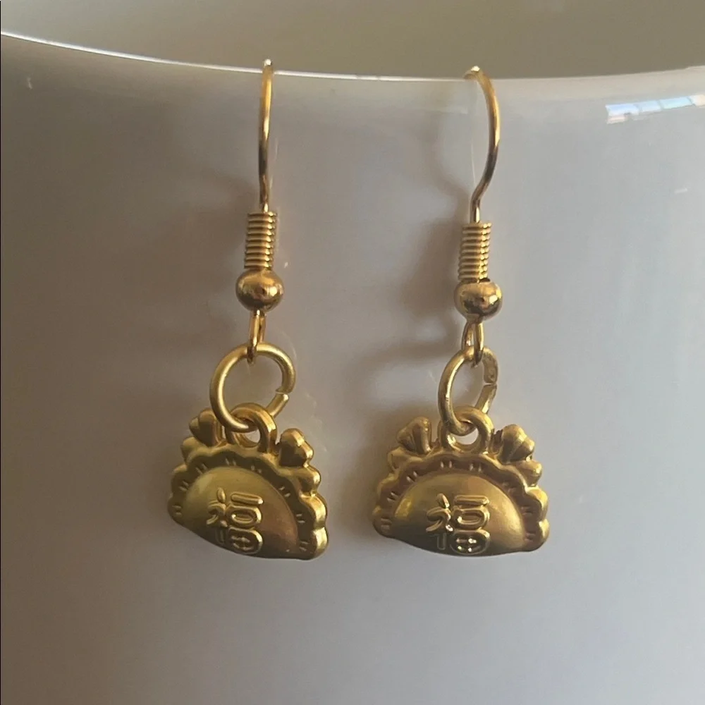 18k Gold Filled Good Fortune Drop Earrings